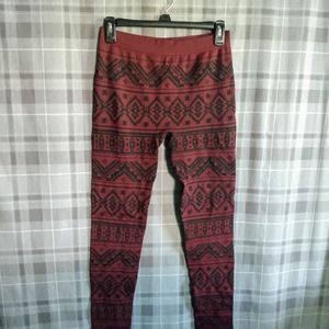 Maroon Geometric Leggings